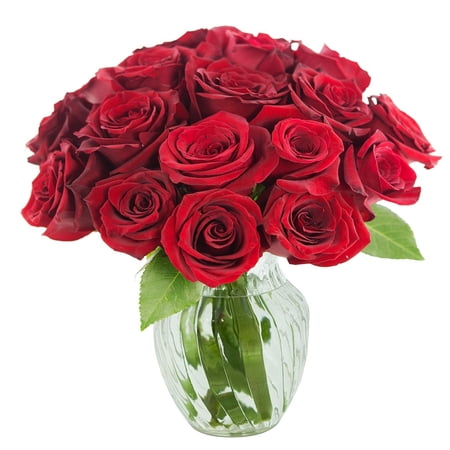 KaBloom : Red Roses 18 with Greens with Vase Next-Day Delivery Gift for Every Occasion. KaBloom : Red Roses 18 with Greens with Vase Next-Day Delivery Gift for Every Occasion.