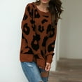 thumbnail image 4 of Aoochasliy Womens Sweaters Clothes Pullover Long Sleeves Leopard Round-Neck Tops Blouse Knitted, 4 of 6