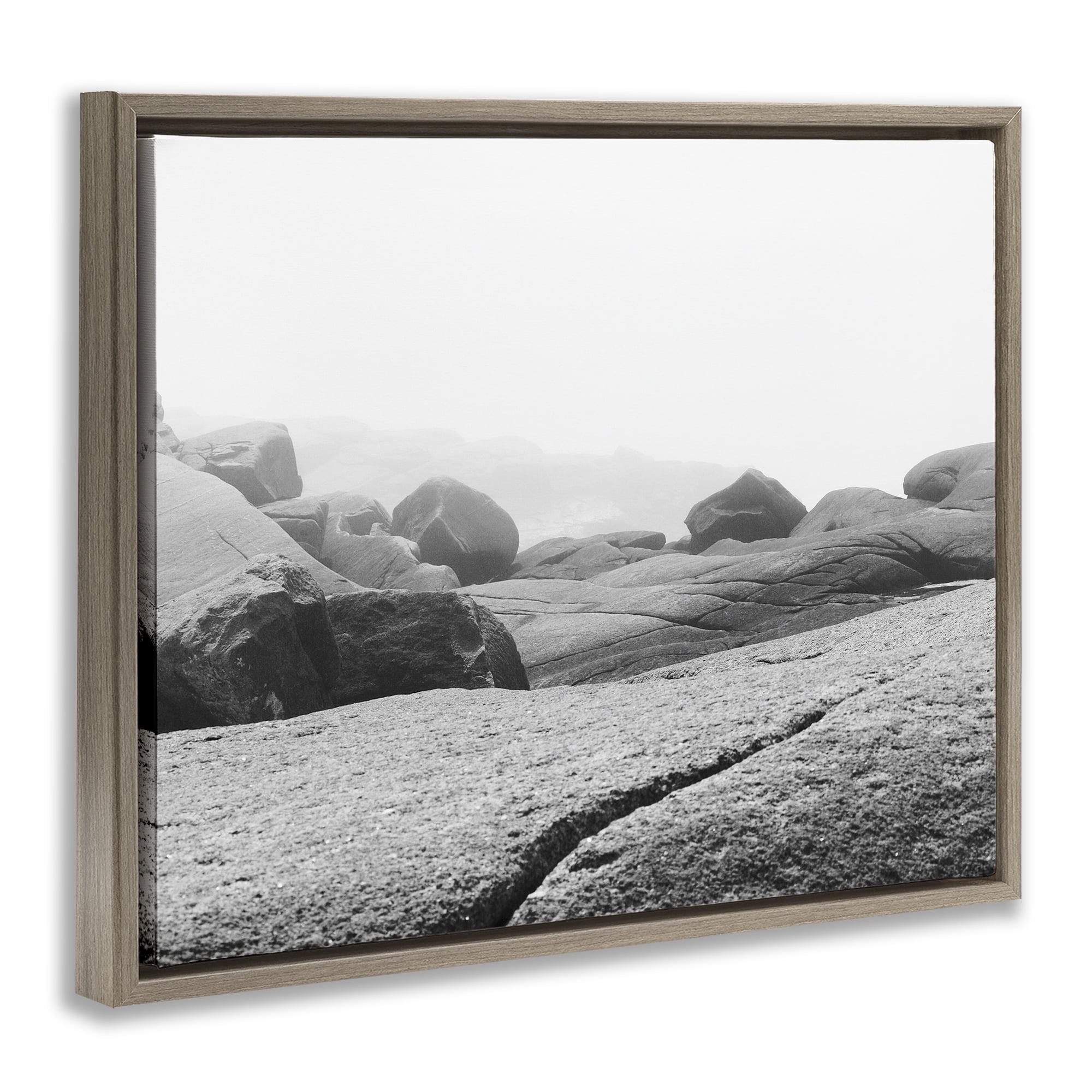 Rocks at Peggy's Cove Brown Framed Floater Canvas Wall Art, design by Clive Branson