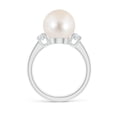 thumbnail image 2 of Angara Freshwater Cultured Pearl Three Stone Ring with Diamonds in 14K White Gold for Women | June Birthstone Jewelry for Her, 2 of 8