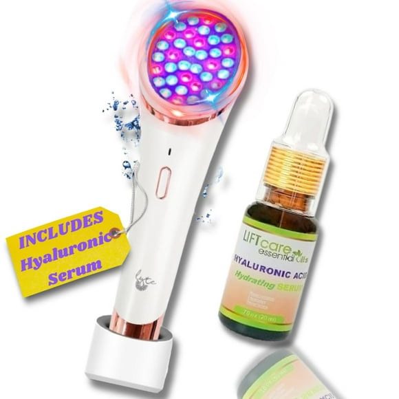 Lyte Wireless Duo LED Light Therapy Red & Blue Light Therapy Wand for Face Includes Hyaluronic Serum w/Automatic Sensor Wrinkle Reduction Facial Handheld Tool