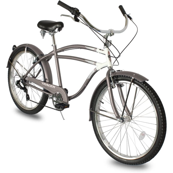Tracer Nopa Beach Crusier Bike, 26" Wheel, 7-speed, V-brake, for Men, Mate Grey
