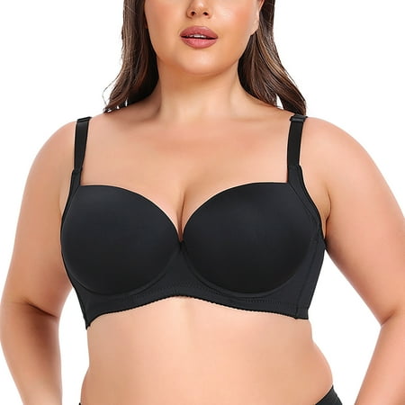 SMihono Deals Minimizer Bras for Women  Adjustable Straps  Plus Size Full Coverage Underwire Bra No Side Effects Comfort Smoothing Bralettes Black 85E