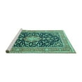 thumbnail image 2 of Ahgly Company Machine Washable Indoor Rectangle Medallion Turquoise Blue Traditional Area Rugs, 7' x 9', 2 of 4