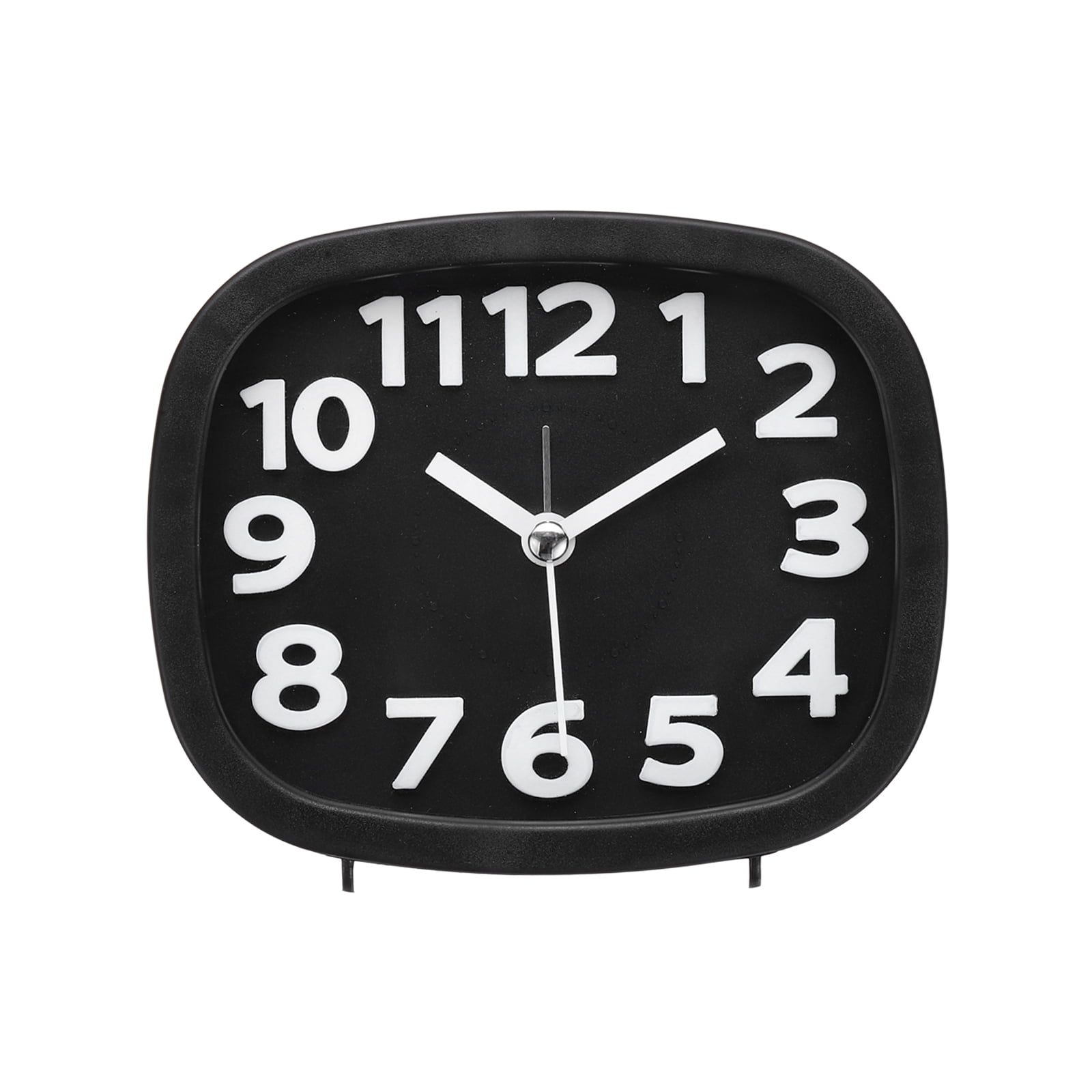 Uxcell Silent Alarm Clock, Battery Operated Analog Alarm Clocks with Night Light Rectangle Non-Ticking Plastic Arabic Number Large Analog for Bedroom Bedside Desk Home Office Desk, Black