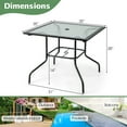 thumbnail image 3 of Gymax 35'' Patio Dining Table Square Outdoor Dining Table w/ Tempered Glass Tabletop Black, 3 of 10