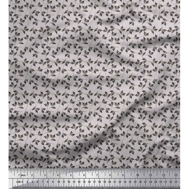Soimoi Poly Georgette Fabric Artistic Leaves Decor Fabric Printed Yard 42 Inch Wide