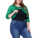 thumbnail image 3 of Cárdigan de encogimiento de hombros de talgrande pamujer, mangas 3/4, chaquetas de bolero de corte frontal con lazo de encaje floral Verde oscuro 4XL, 3 of 6