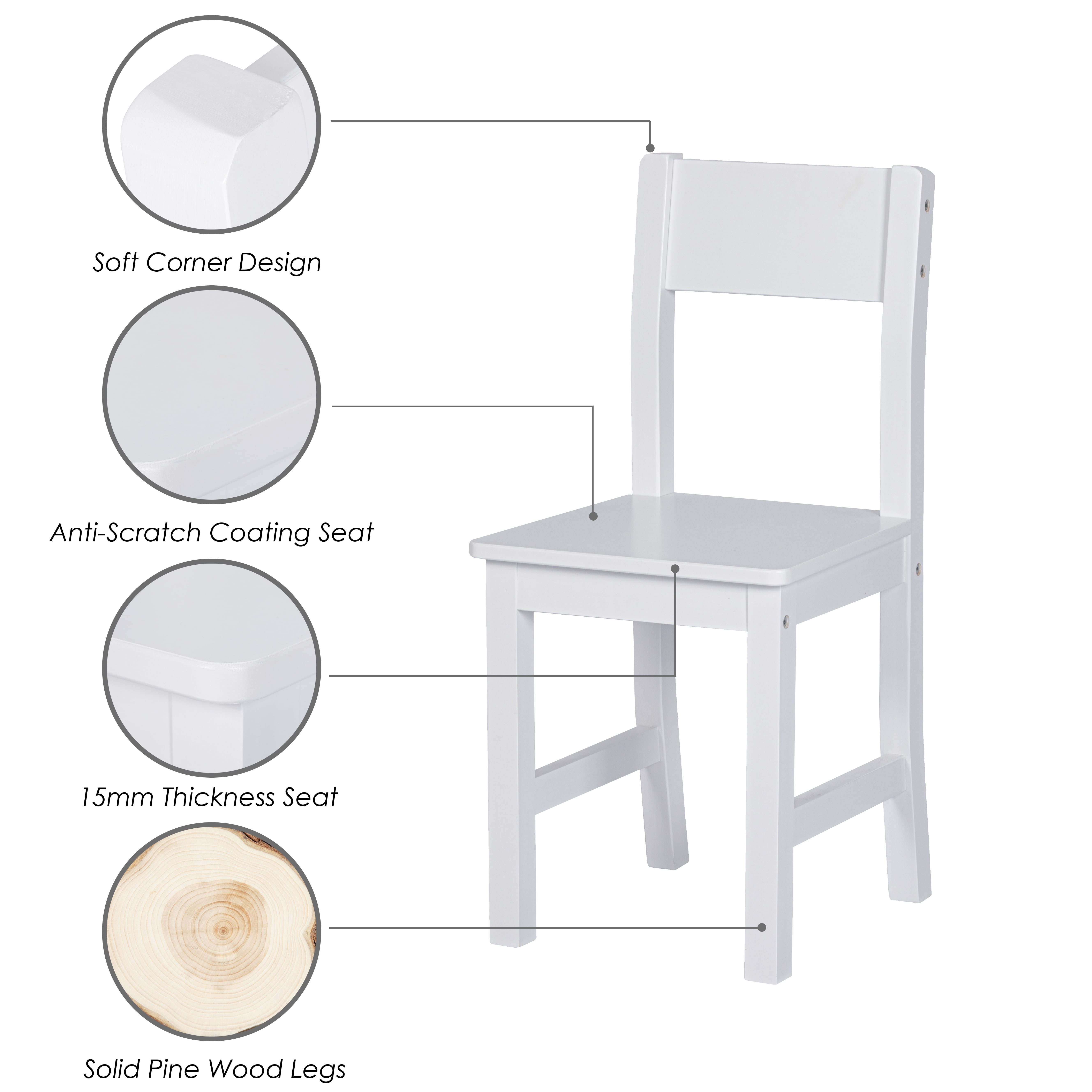 STAROUS Kids Study Desk with Chair, Wooden Study Table for 3-8 Years Old, Student's Workstation & Writing Table (White)