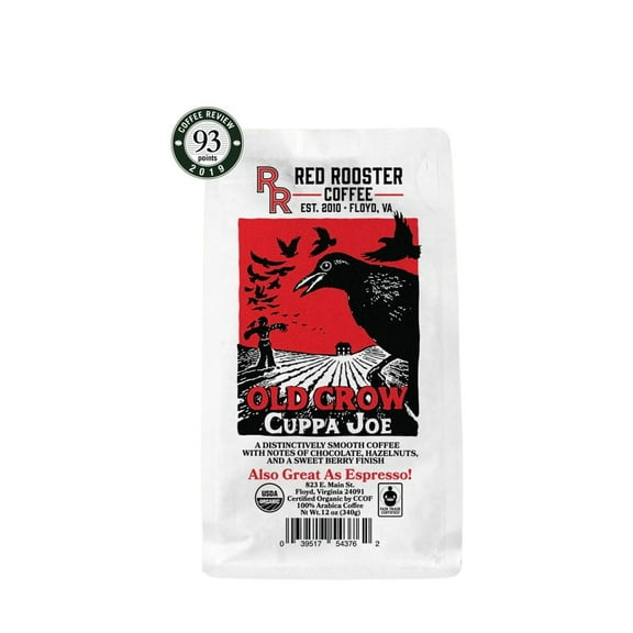 Organic Old Crow Cuppa Joe - Roasted by Red Rooster Coffee - Freshly Ground Coffee - 12 Ounce Bag