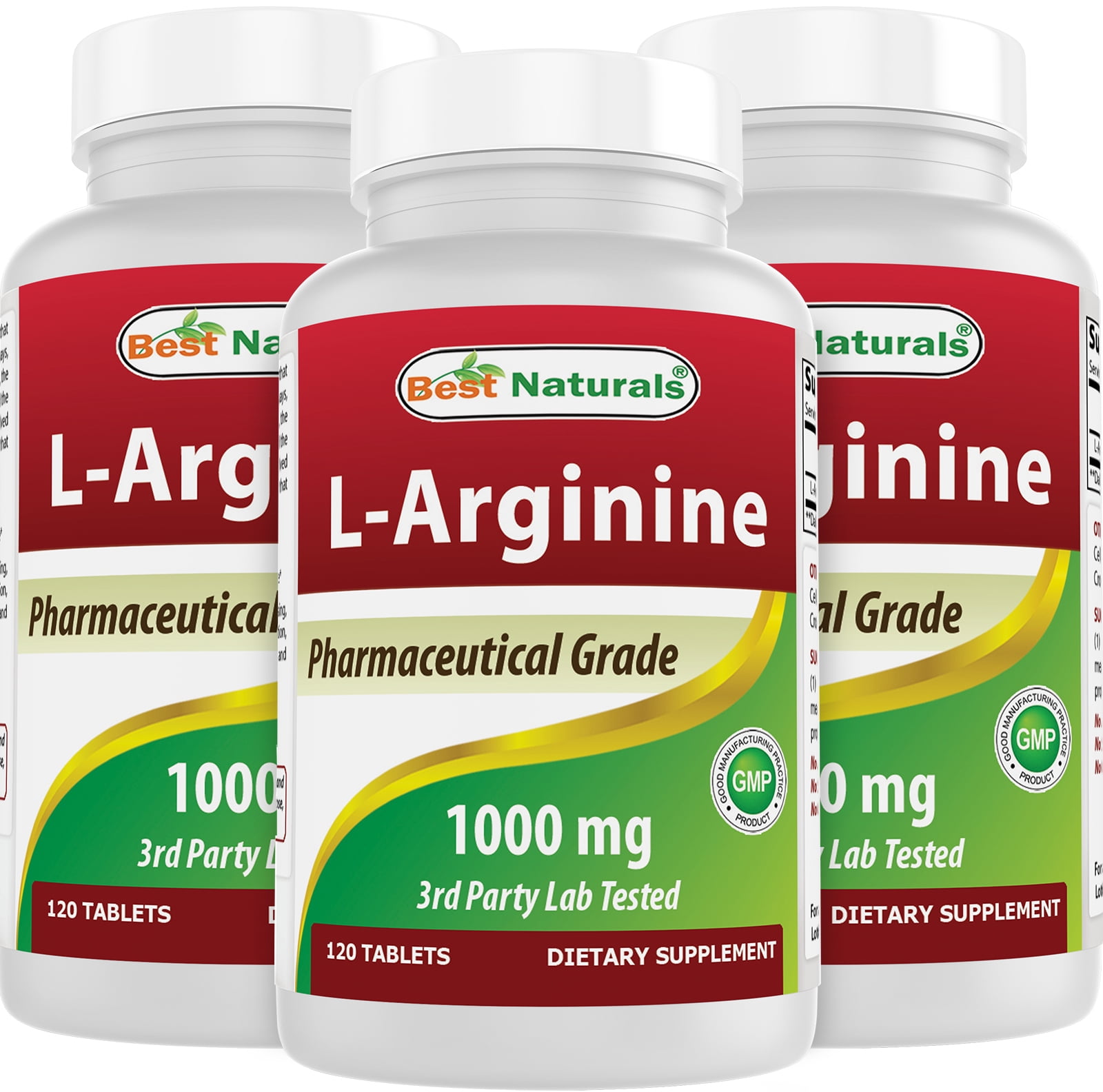 3 Pack Best Naturals LArginine 1000 mg 120 Tablets Pharmaceutical