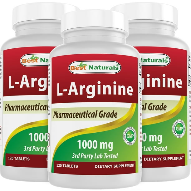 3 Pack - Best Naturals L-Arginine 1000 mg 120 Tablets - Pharmaceutical ...