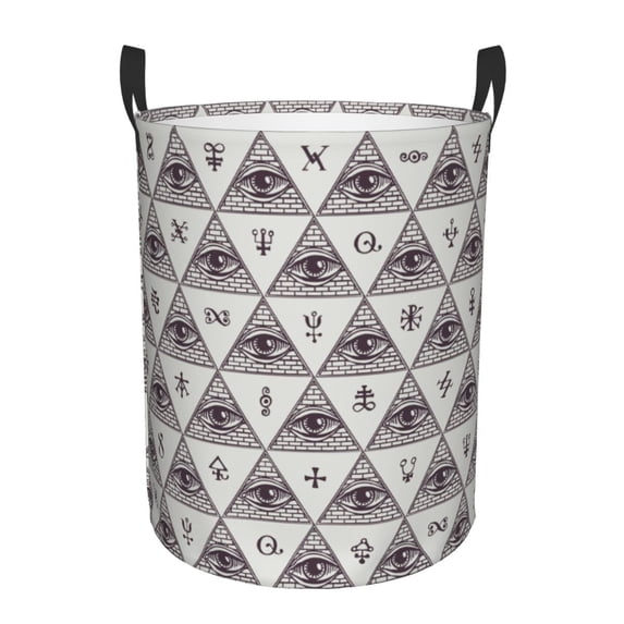 DouZhe Waterproof Collapsible Large Laundry Baskets, Occult Masonic All Seeing Eyes Prints Circular Hamper with Handles