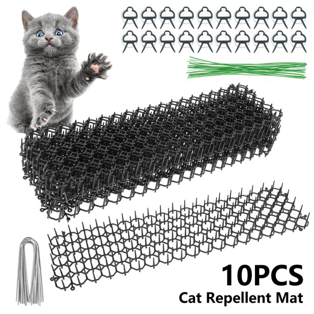MTFun 10 Pack Cat Scat Mat 19 X 5 Inch Square Scat Mat for Cats Prickle