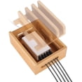 thumbnail image 2 of Organizador de cables para múltiples dispositivos de escritorio de madera de bambú y soporte para cargador de estación de carga para iPhone 14 13 12 11 Pro Max XS iPad Mini 4 5 Samsung OnePlus LG Smar, 2 of 5