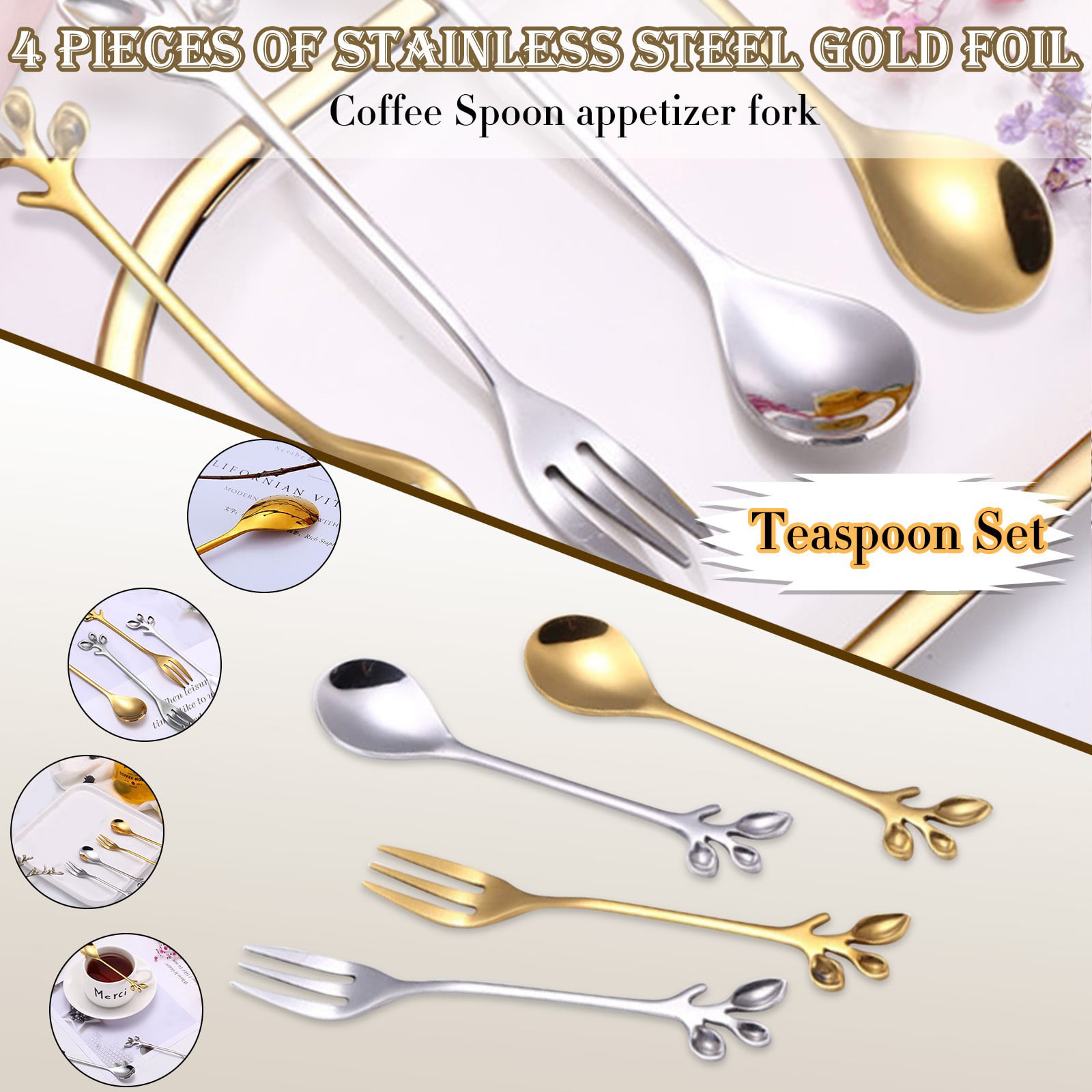 Long Spoon Mixing Spoon 2PCS 19.5cm Long Handle Stainless Steel Iced Tea Coffee Mixing Stirring Spoons for Home Restaurant Bar Gold Rose Gold 