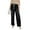 Black, variant on Women's High-Waisted Cargo Denim Pants - Elastic Waist 6-Pocket Wide Leg Loose Casual Jeans, Black Size L