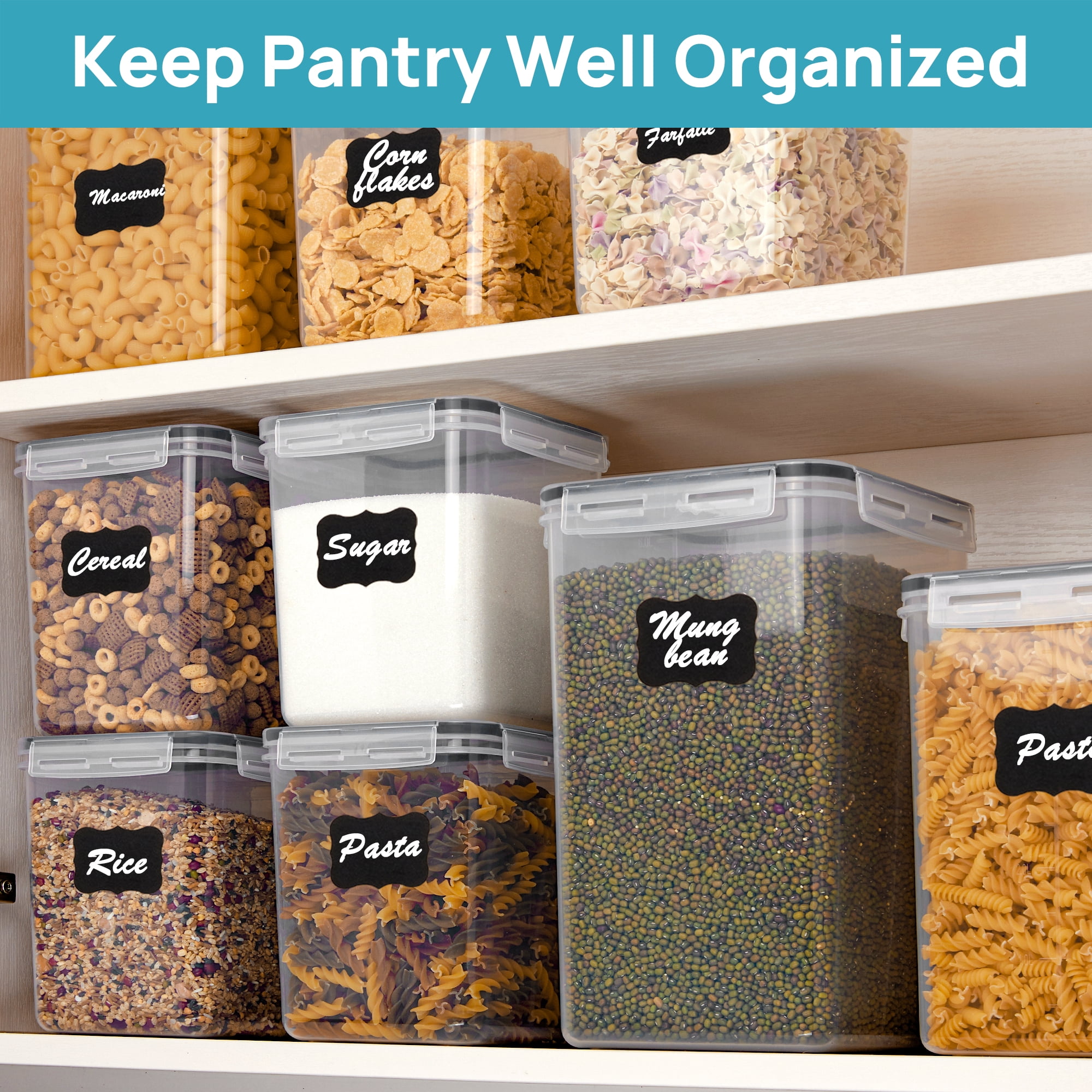 Sindcom 8 pcs Large Airtight Food Storage Containers, Sindcom Flour Canisters, for Kitchen Organization