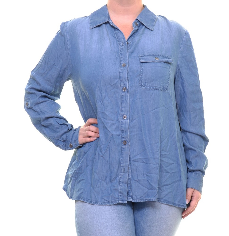 denim button up shirt women's