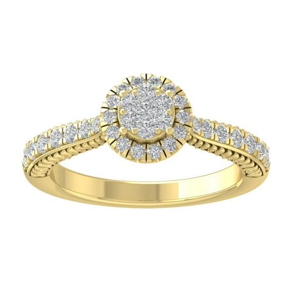 ARAIYA FINE JEWELRY 10K Yellow Gold Lab Grown Diamond Halo Band Ring (5/8 cttw, D-F Color, VS Clarity), Size 7