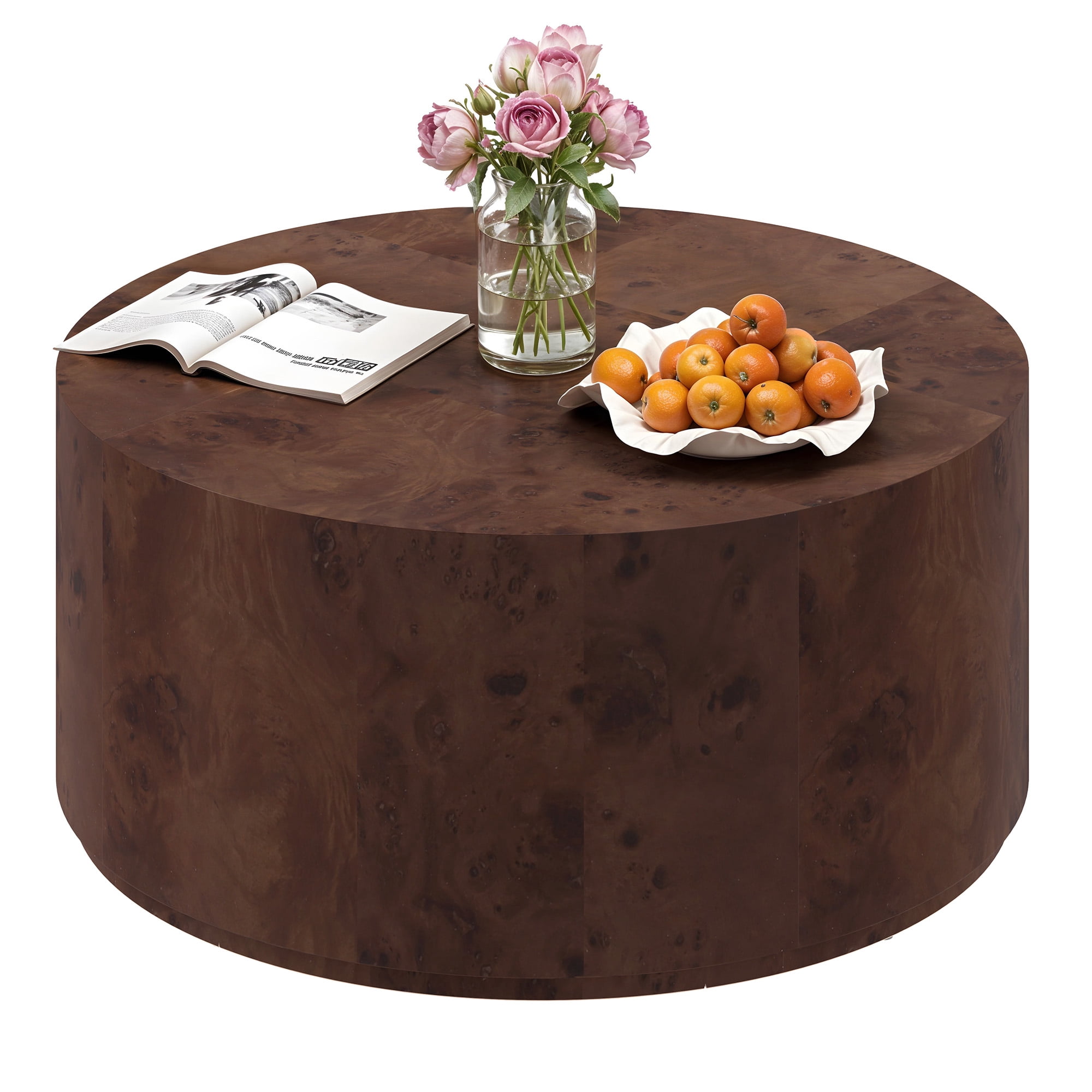 Uforic 16''H Burl Wood Coffee Table, Natural Coffee Side Table For Living Room Bedroom, Brown