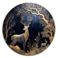 thumbnail image 2 of Designart "Golden Forest Encounter The Deer II" Landscape Forest Metal Round Wall Art, 2 of 5