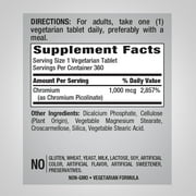 Chromium Picolinate 1000 mcg, 360 Tablets | Non-GMO, Gluten Free | By Piping Rock