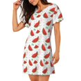 thumbnail image 2 of Fuzoiu Hand Drawn Watermelon Print Women Nightgowns, Soft Comfy Lightweight Short Sleeves Sleepwear,Crew Neck Loungewear, 2 of 6