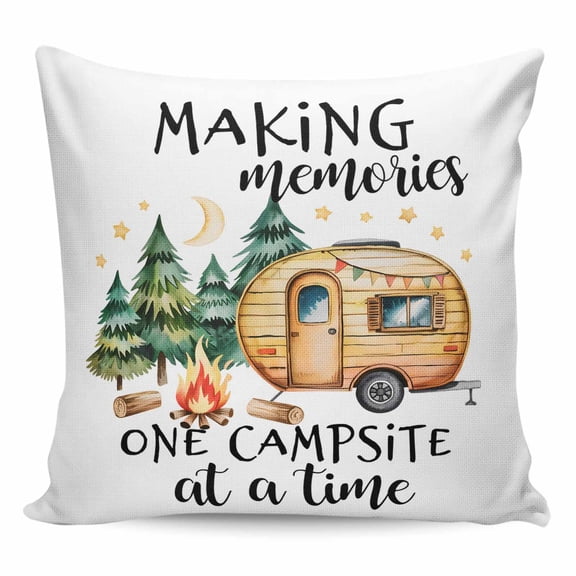 Throw Pillow Covers 24x24 Inch, Camping Decorative Pillow Cases for Couch Sofa Bed, Fall Summer Nature Forest Car Tree Moon Cotton Linen Square Home Decor Pillowcases with Hidden Zipper