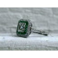 thumbnail image 4 of DazzlingdaimondsJewels 2.14 Ct Emerald Cut Sapphire & Diamond Wedding Engagement Halo Ring 14K White Gold Plated 925 Sterling Silver For Women's -10, 4 of 5
