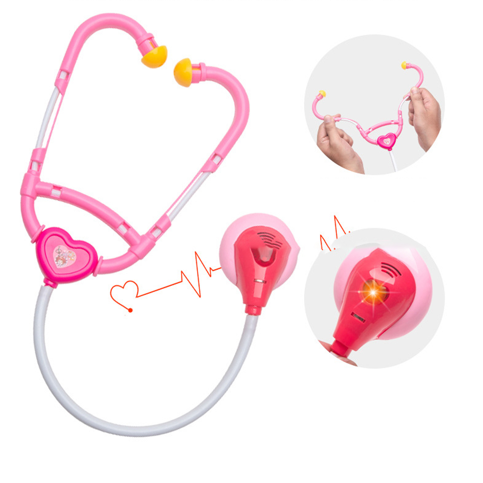 Hinzonek Doctor Kit for Kid,Dentist Doctor Set,55Pcs Doctor Pretend Playset for Toddlers Doctor KitRole Playing Game for Boys and Girls,Birthday Girls Gifts,Pink