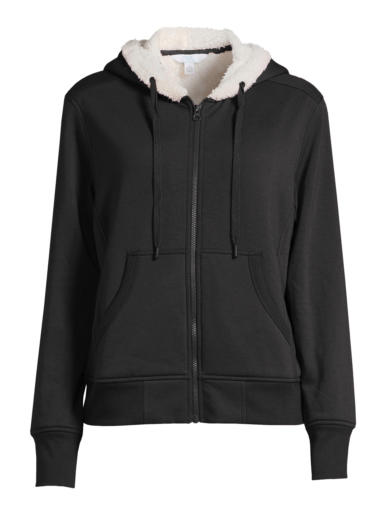 Time and Tru Women's and Plus faux shearling-Lined Sport Hoodie