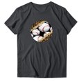 thumbnail image 3 of Gibobby Camiseta de manga corta para mujer Mujeres Casual Béisbol Impresión Mangas Cuello Redondo Camiseta Suelta Blusa Tops(Gris oscuro,CH), 3 of 4