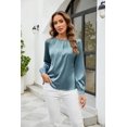 thumbnail image 4 of Womens Dressy Business Casual Blouse Pleated Long Sleeve Tops Satin Silk Work Shirt Fall Outfits 2024, 4 of 6