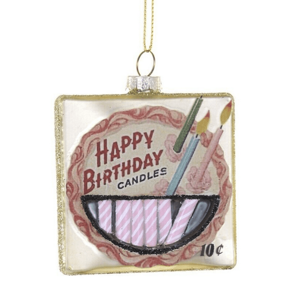 VINTAGE BIRTHDAY CANDLES Glass Christmas Ornament, by Cody Foster & Co.