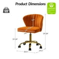 thumbnail image 3 of Tina's Home Orange Velvet Swivel Office Chair with Gold Legs, Adjustable Height Rolling Desk Chair for Vanity, 3 of 11