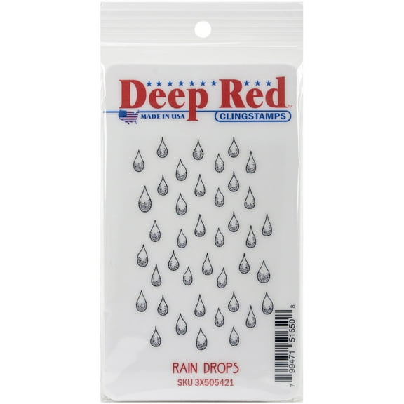 Deep Red Cling Stamp, 2" x 3", Rain Drops