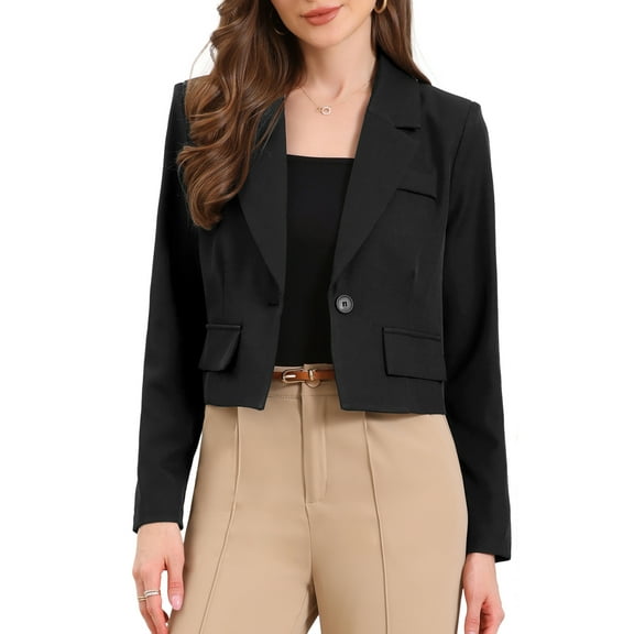 DARING DIVA Women's Notched Collar Long Sleeve Suit Jacket Casual Blazers XS Black