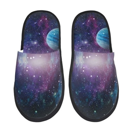 Balery Planets Stars And Galaxies1 Slient Indoor Furry Fleece Comfort House Shoes Soft Non-Slip Home Shoes Cotton slippers House Slippers-- Large