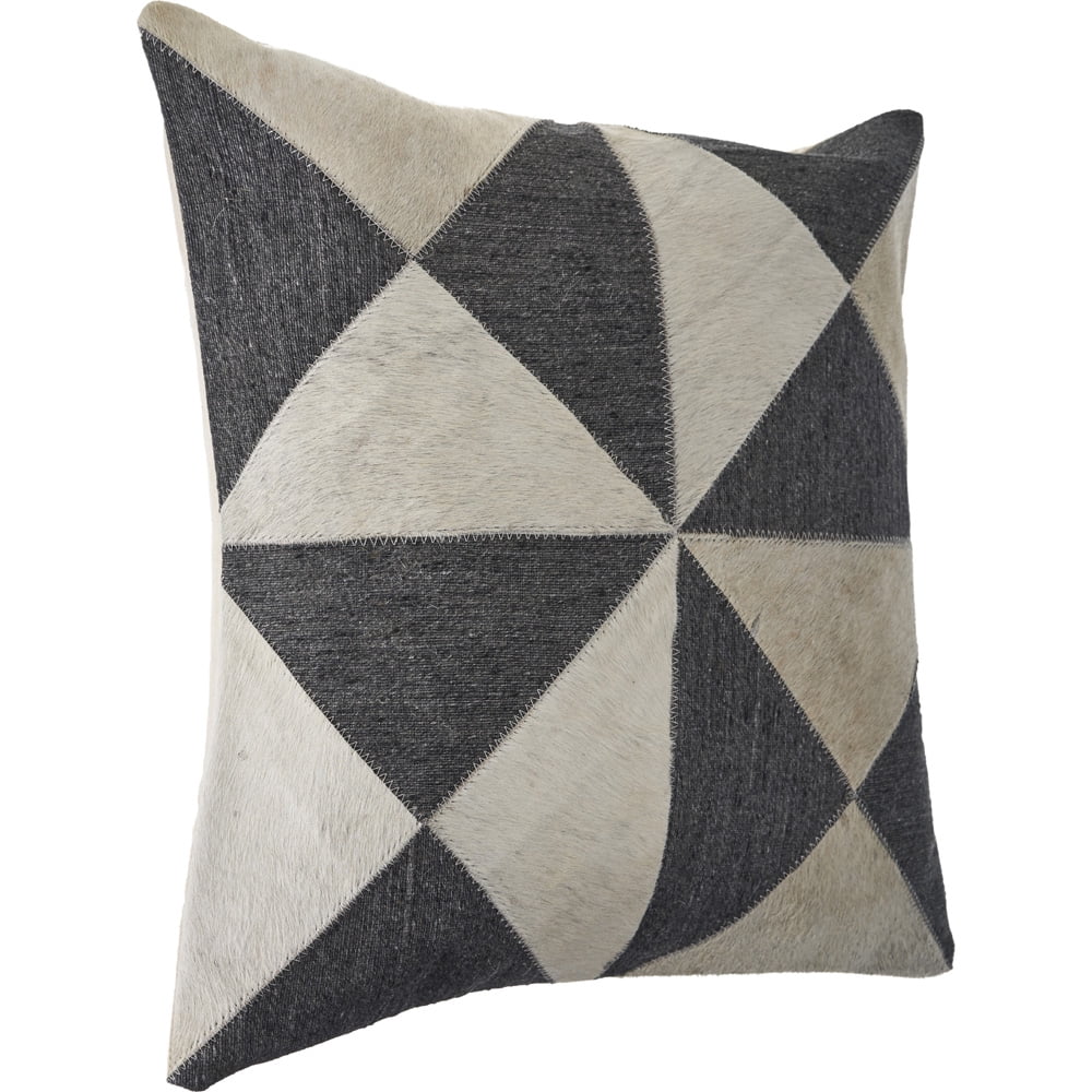 Ox Bay Whitley Charcoal/White Geometric Faux Hide Adult Decorative Throw Pillow Cover