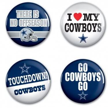 1.25" Dallas Cowboys pin back button set of 6 