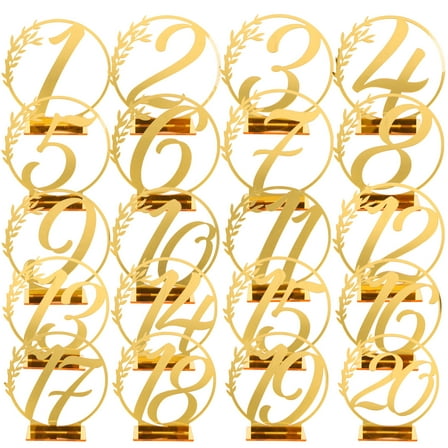 PENIKOKO Golden Acrylic Table Numbers for Wedding Reception 20 Pcs 4.1x3.8in Size