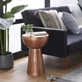 thumbnail image 3 of DecMode 14" x 20" Copper Metal Handmade Accent Table with Hammered Design, 1-Piece, 3 of 12