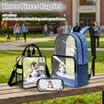 thumbnail image 2 of DISNIMO 3PCS Clear Backpack Heavy Duty, Penguin Printed 17 Inch Kids Clear Backpack with Lunch Bag and Pencil Pouch, See Through PVC School Bag for Girls, Large Transparent Bookbag for Student, 2 of 5