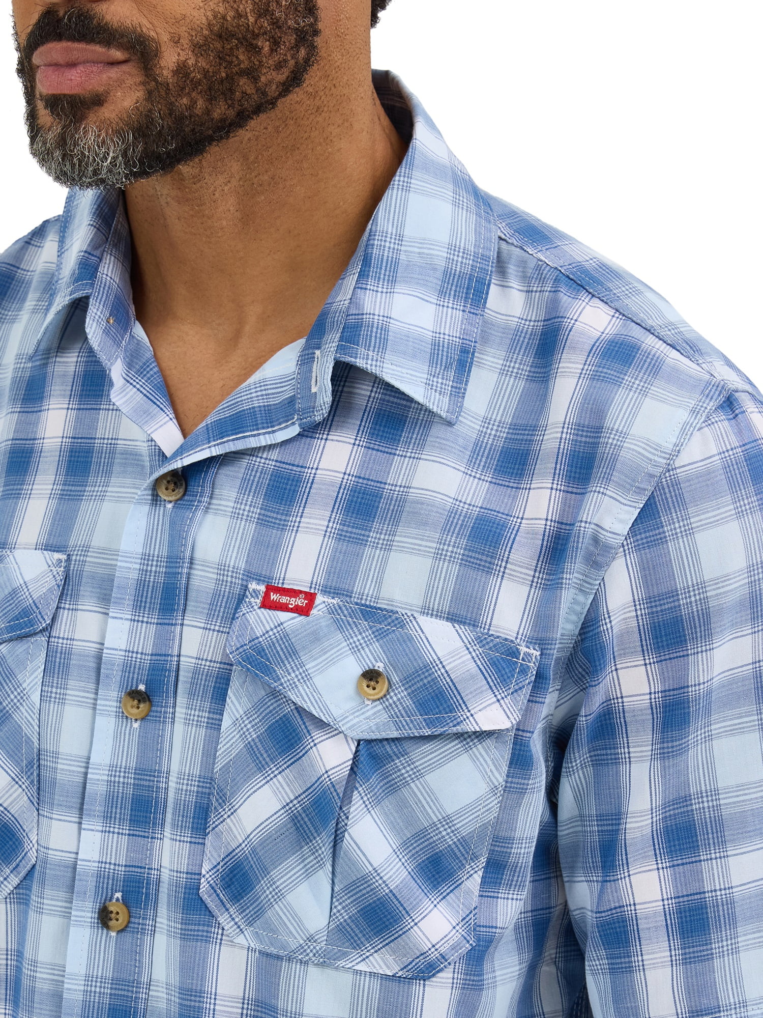 Wrangler® Men's Relaxed Stretch Poplin Shirt