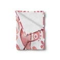 thumbnail image 2 of Watercolor Soft Flannel Fleece Throw Blanket, Bird on Tree Branch Floral Swirls Curves Little Dots Wildlife, Cozy Plush for Indoor and Outdoor Use, 60" x 80", Coral Dried Rose White, by Ambesonne, 2 of 6