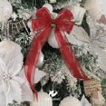 thumbnail image 6 of Red Sheer Wired Ribbon with Satin Stripe 1-1/2" Red Wired Ribbon for Christmas Tree, Bows Making, Wreaths, Garland, Gift Wrapping, Wedding Decorations-Continous 10 Yards, 6 of 14