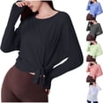 thumbnail image 2 of Fashion Plus Size Tops for Womens Fall Casual Solid Color Round Neck Long Sleeve Shirt Top, 2 of 4