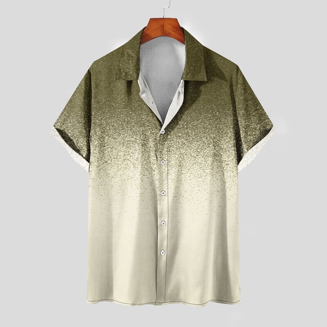 Mefallenssiah Mode Hommes Confortable Impression Manches Courtes Col Chemise Chemisier