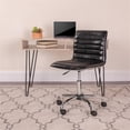 thumbnail image 2 of Pemberly Row Contemporary Ribbed Faux Leather Office Chair in Black, 2 of 6